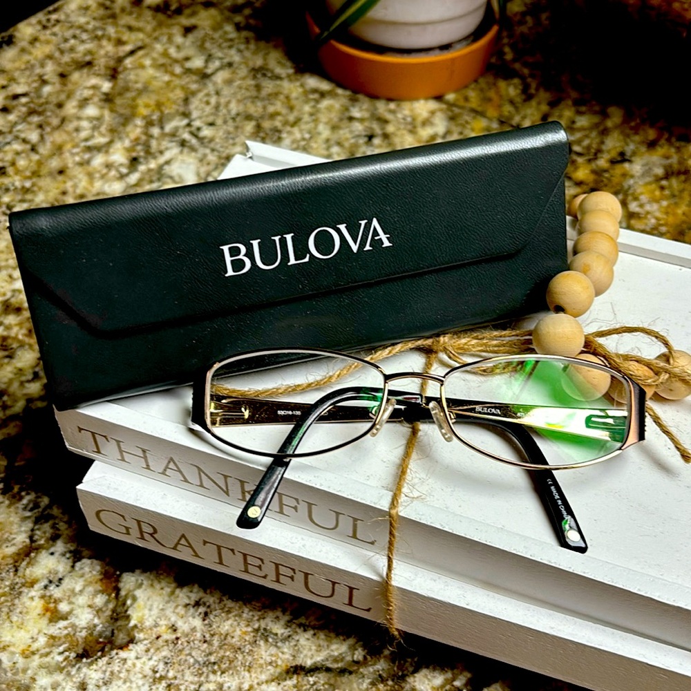 Bulova Black and Gold Eyeglasses with Case